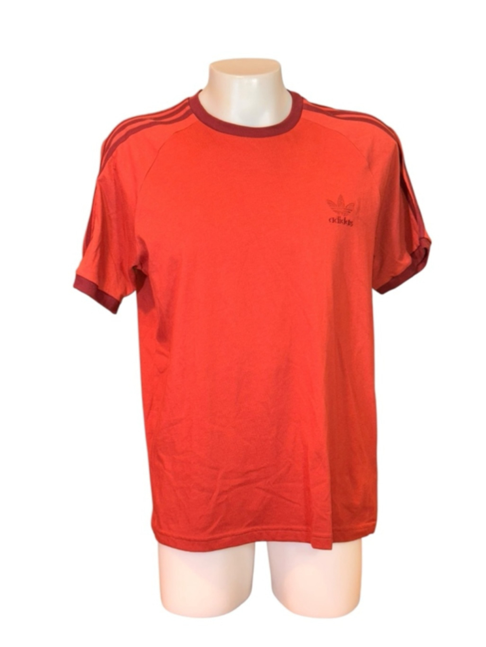 Men's Adidas Red Maroon 3-Stripes Short Sleeve Tee Size L